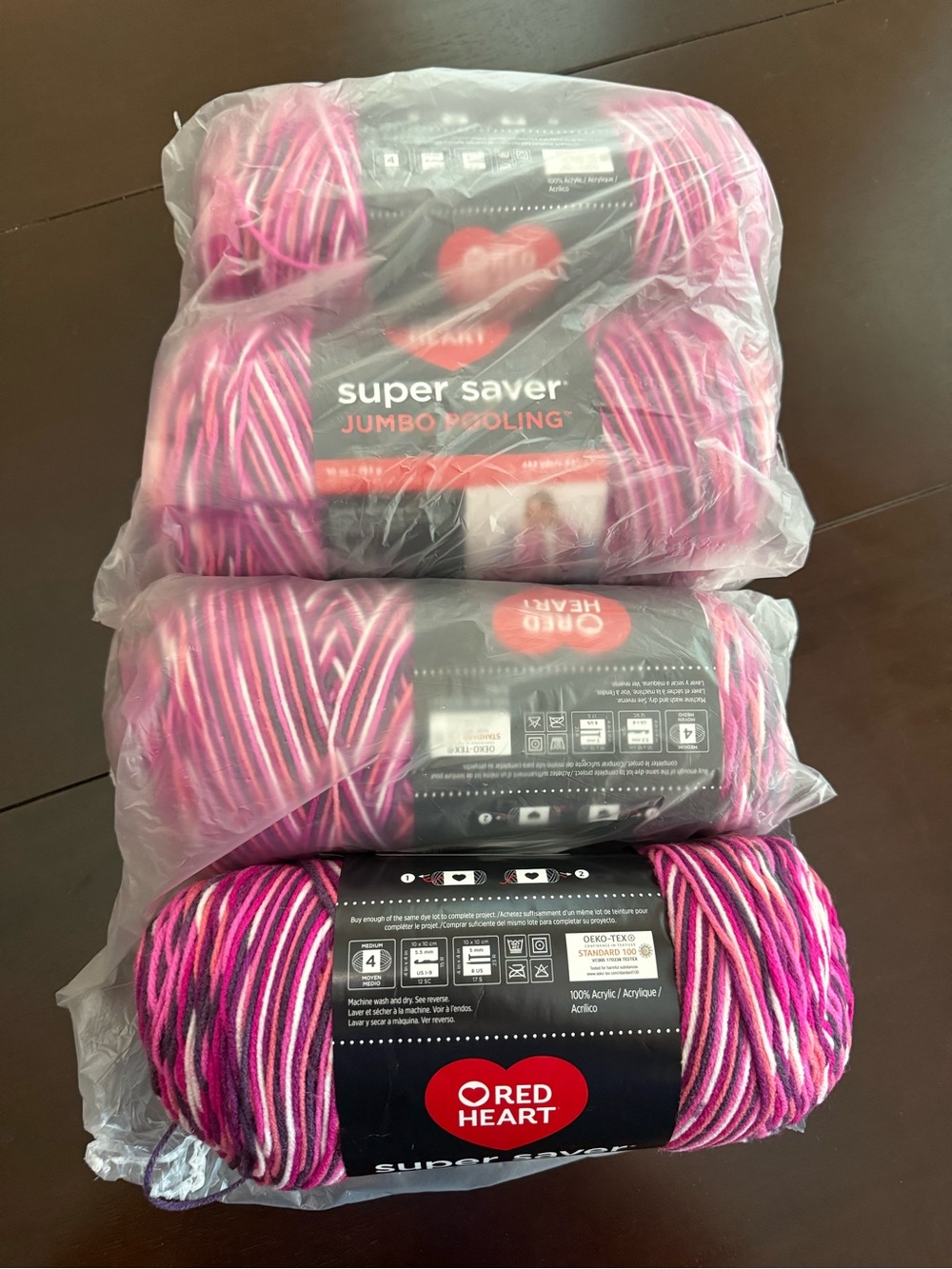 Red Heart Super Saver Jumbo Pooling Berry Multi Yarn - 4 Skeins